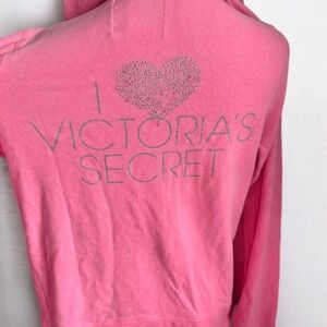 VICTORIAS SECRET Y2K SUPERMODEL ESSENTIALS Pink Heart‎ Bling Jacket Pants Set